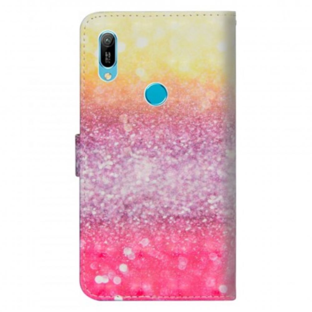 Leren Hoesje voor Huawei Y6 2019 / Honor 8A Magenta Glitterverloop