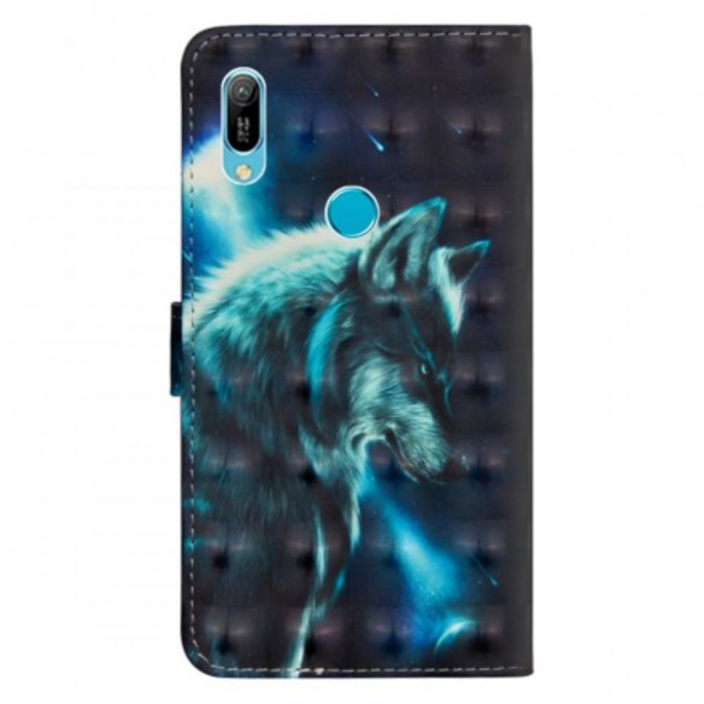 Leren Hoesje voor Huawei Y6 2019 / Honor 8A Majestueuze Wolf