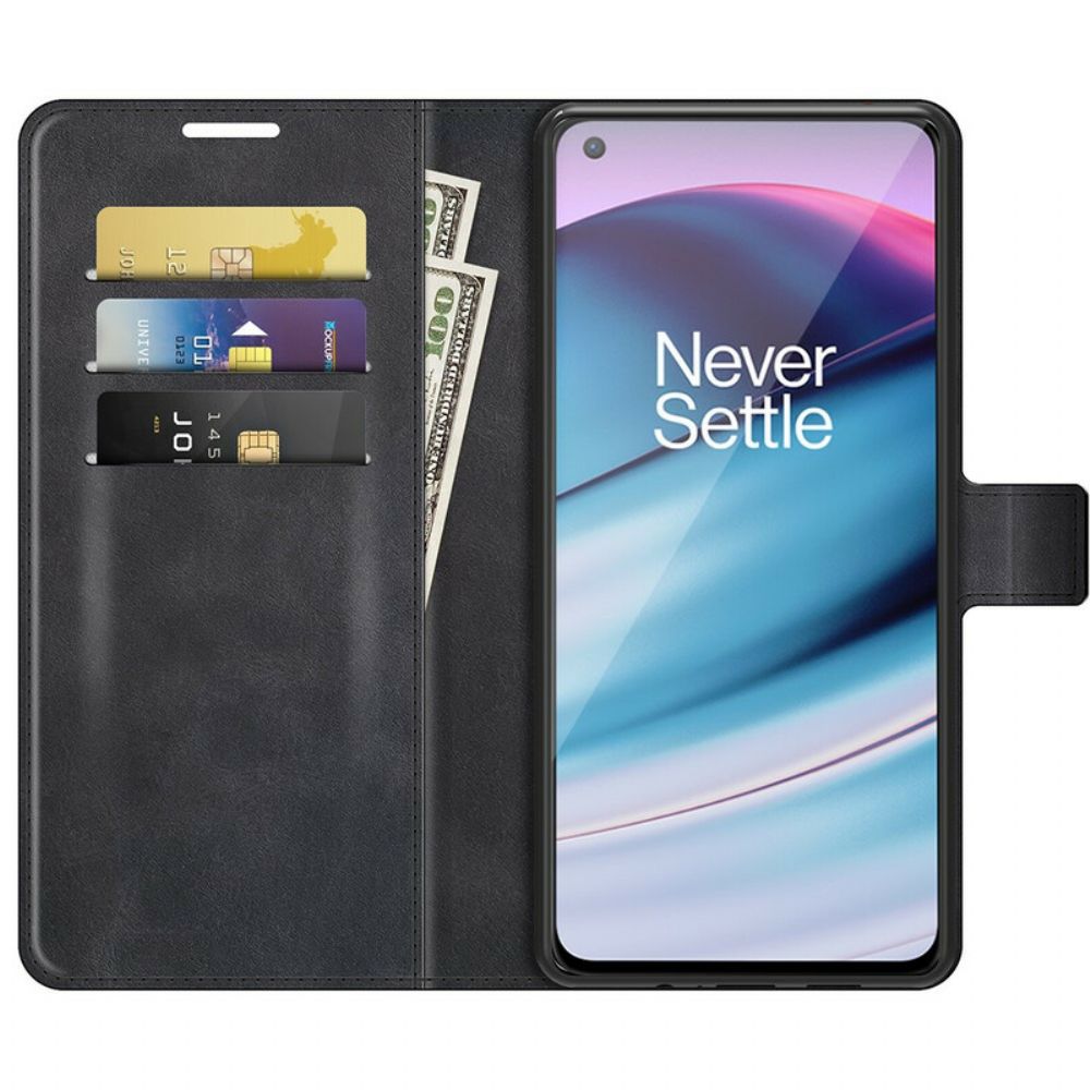 Flip Case voor OnePlus Nord CE 5G Extreem Slank Leereffect