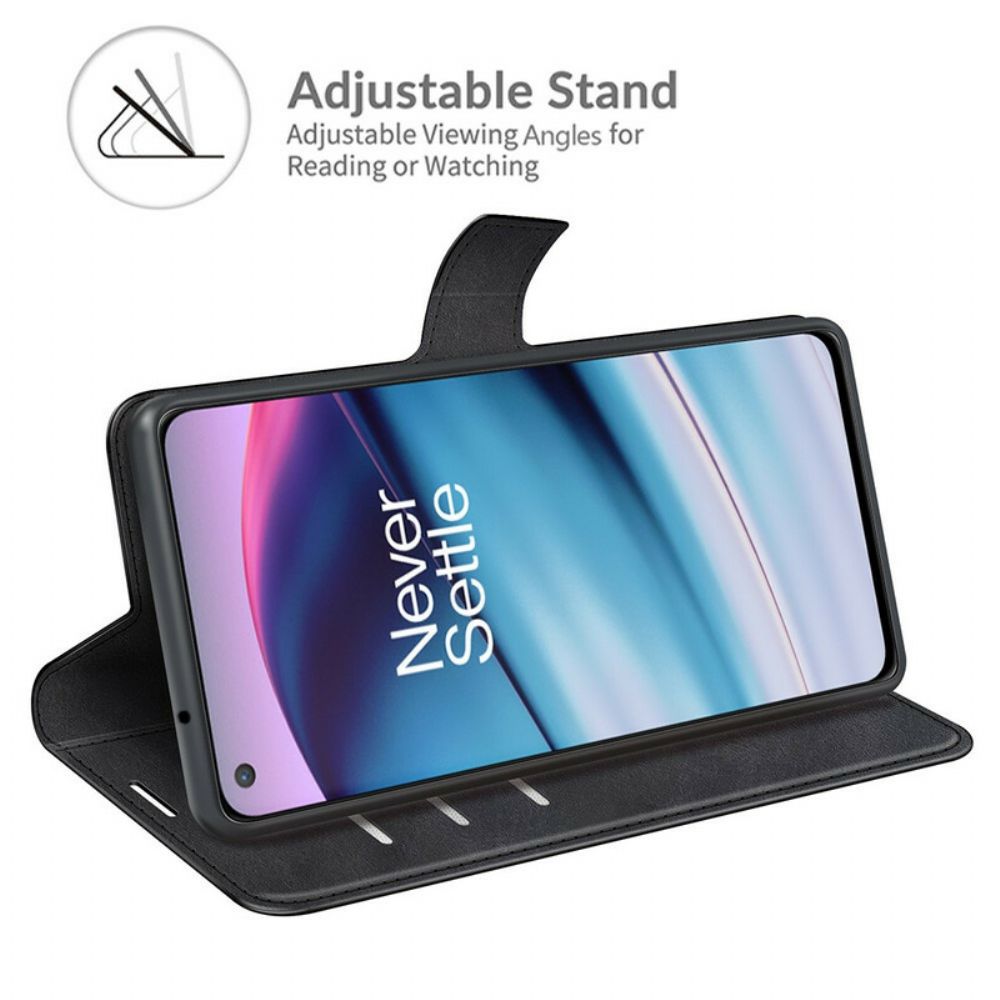 Flip Case voor OnePlus Nord CE 5G Extreem Slank Leereffect