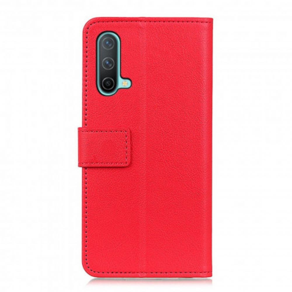 Flip Case voor OnePlus Nord CE 5G Klassiek Leereffect