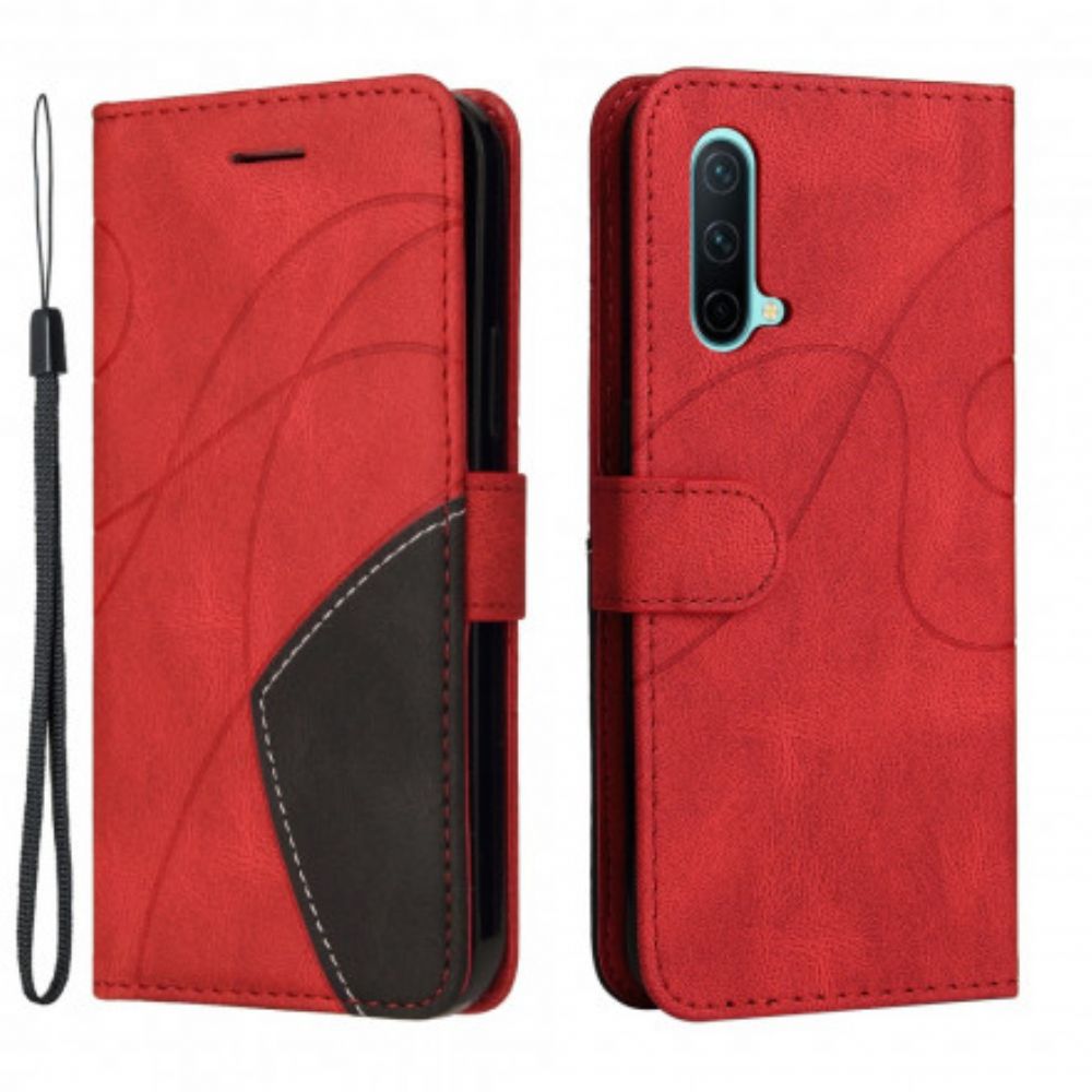 Flip Case voor OnePlus Nord CE 5G Signature Tweekleurig Kunstleer