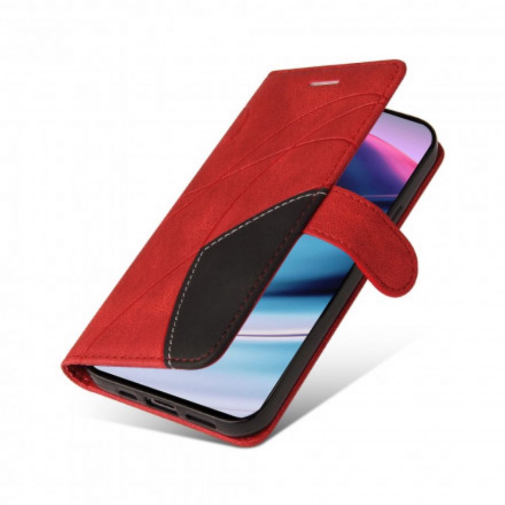 Flip Case voor OnePlus Nord CE 5G Signature Tweekleurig Kunstleer