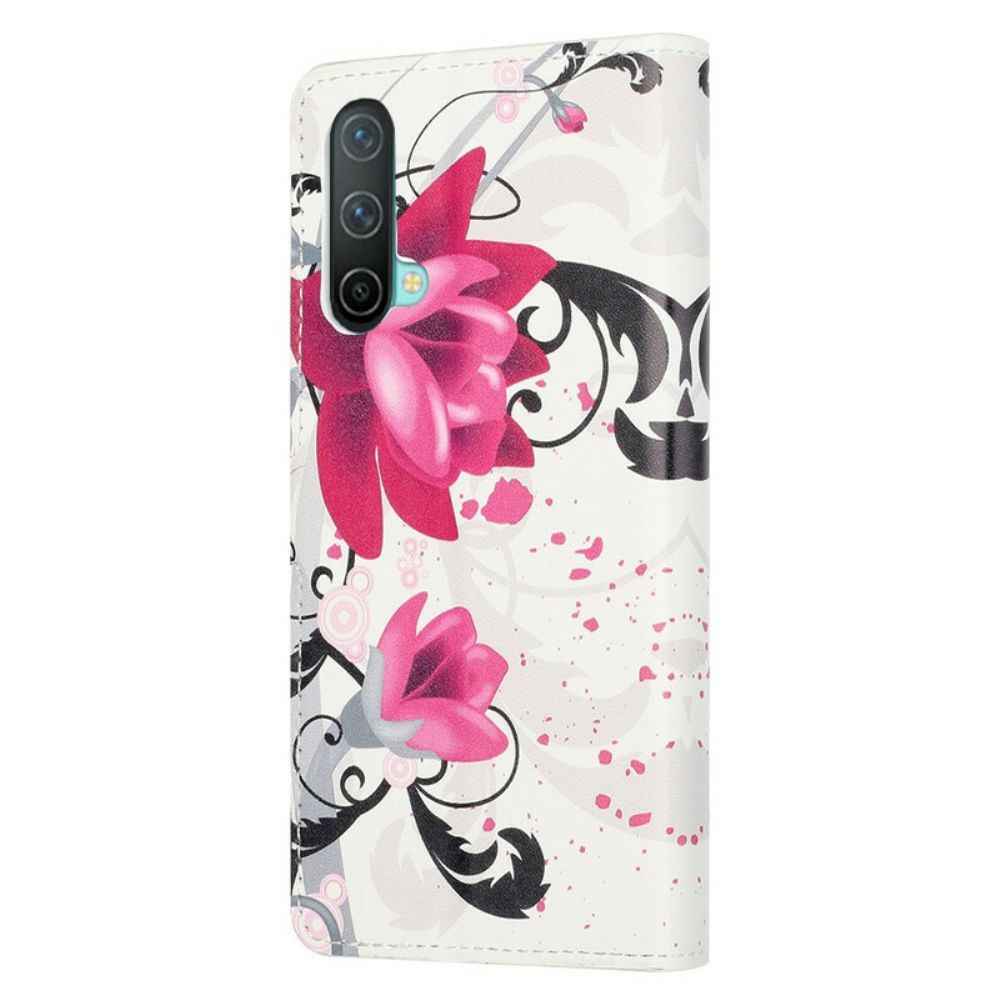 Flip Case voor OnePlus Nord CE 5G Tropische Bloemen