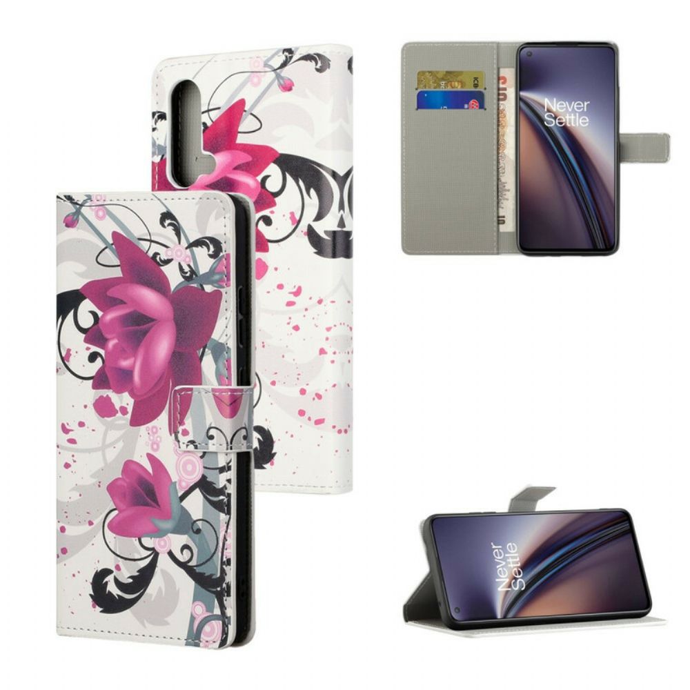 Flip Case voor OnePlus Nord CE 5G Tropische Bloemen