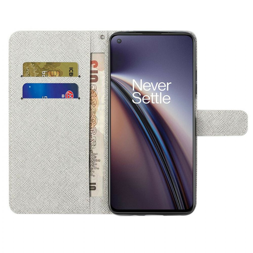 Folio-hoesje voor OnePlus Nord CE 5G Met Ketting Funky Katten Met Riem