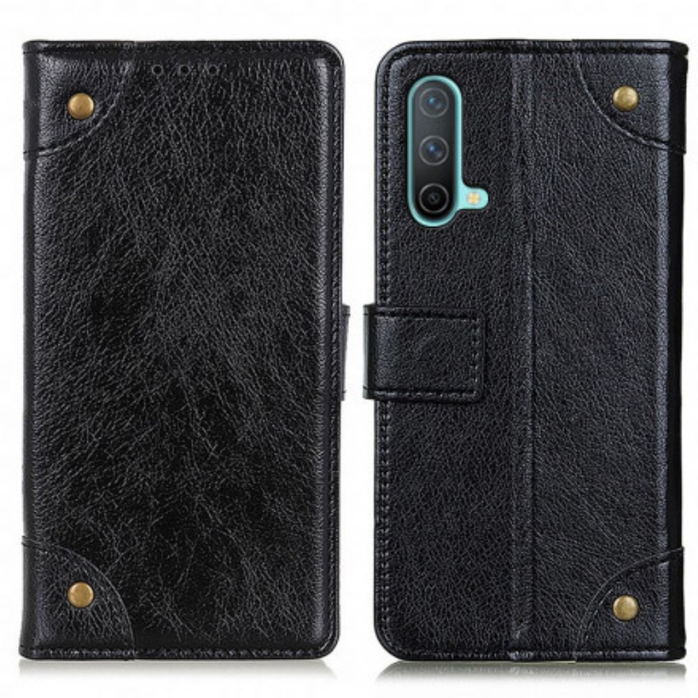 Folio-hoesje voor OnePlus Nord CE 5G Vintage Klinknagels Nappaleer Stijl