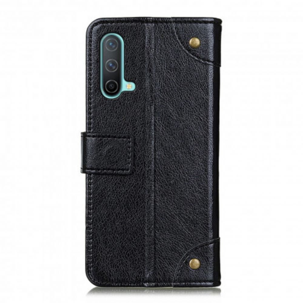 Folio-hoesje voor OnePlus Nord CE 5G Vintage Klinknagels Nappaleer Stijl