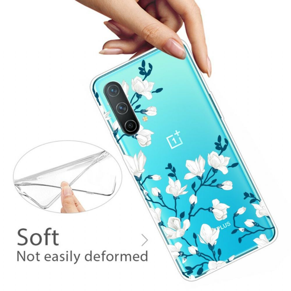 Hoesje voor OnePlus Nord CE 5G Witte Bloemen