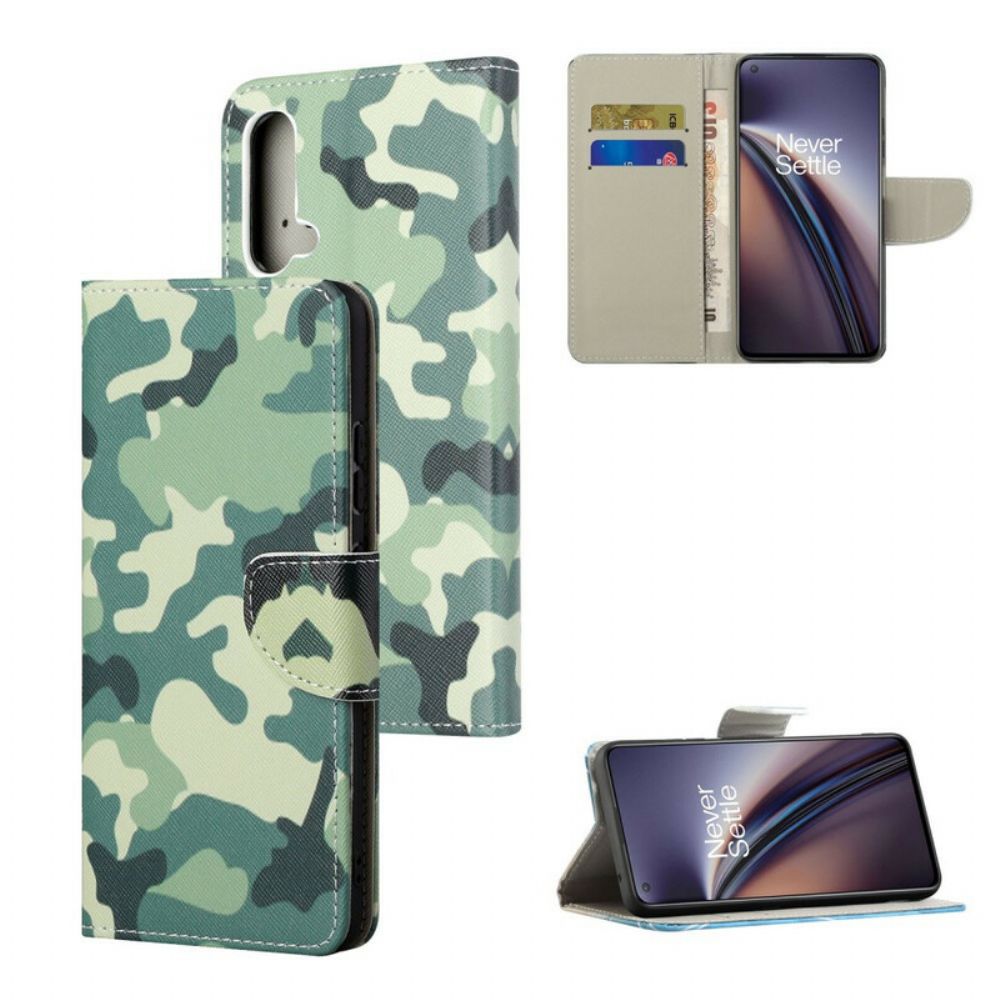 Leren Hoesje voor OnePlus Nord CE 5G Militaire Camouflage