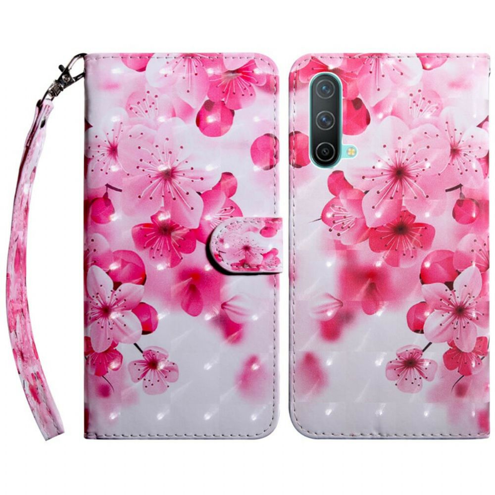 Leren Hoesje voor OnePlus Nord CE 5G Roze Bloemen