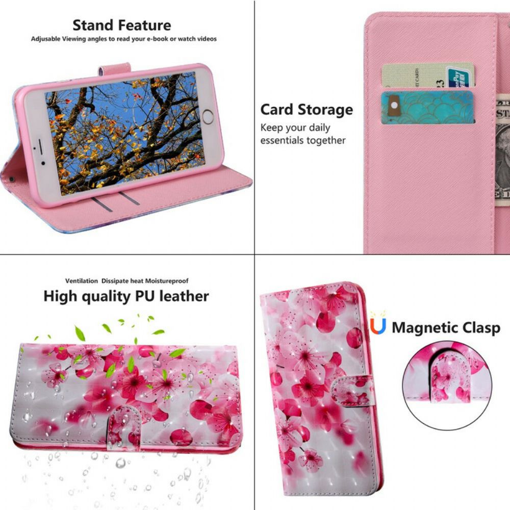 Leren Hoesje voor OnePlus Nord CE 5G Roze Bloemen