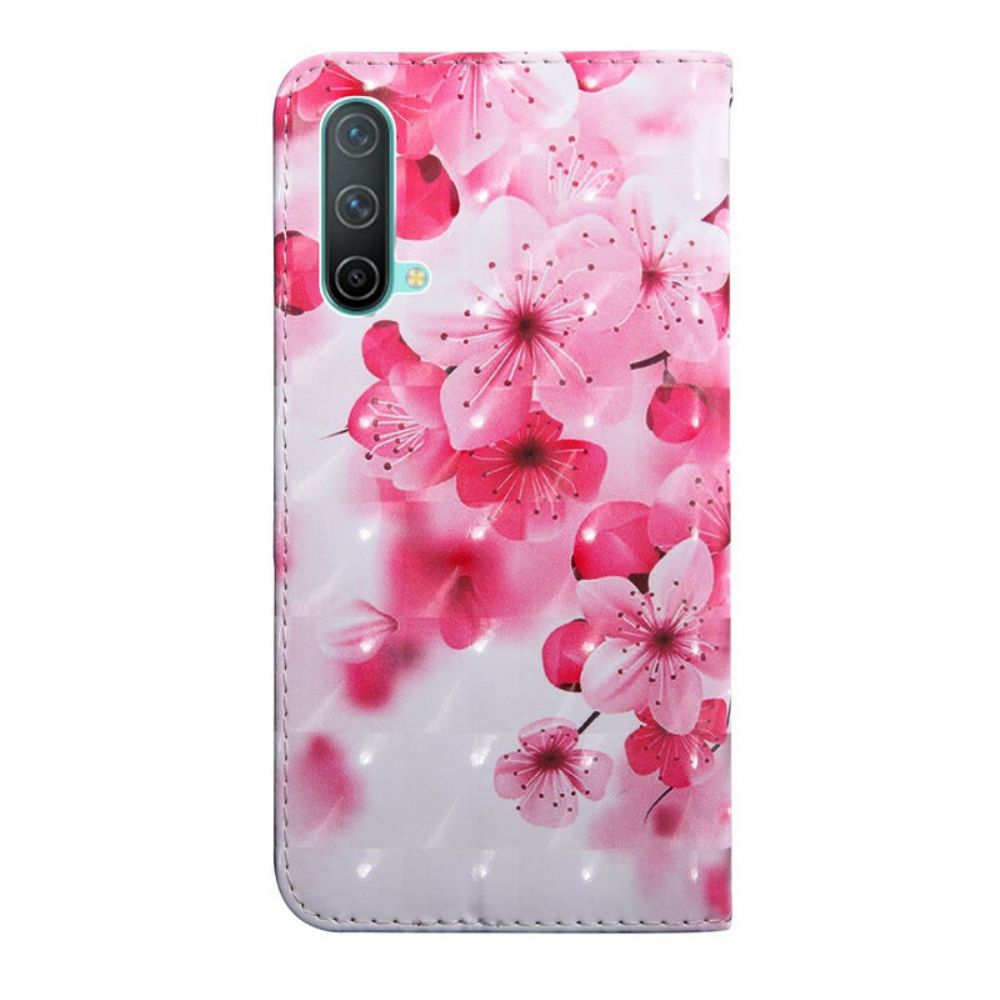 Leren Hoesje voor OnePlus Nord CE 5G Roze Bloemen