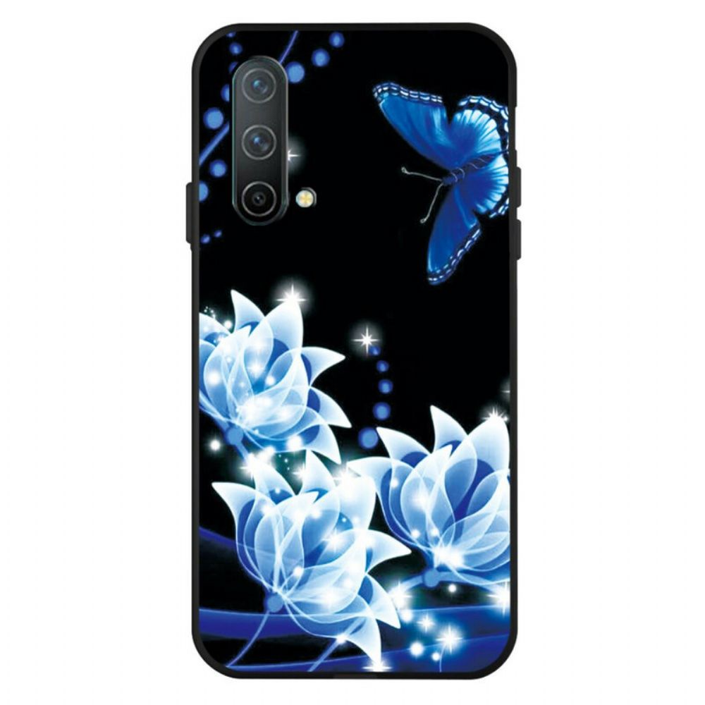 Telefoonhoesje voor OnePlus Nord CE 5G Vlinder En Blauwe Bloemen