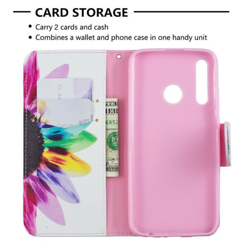 Flip Case voor Huawei P Smart Plus 2019 Aquarel Bloem