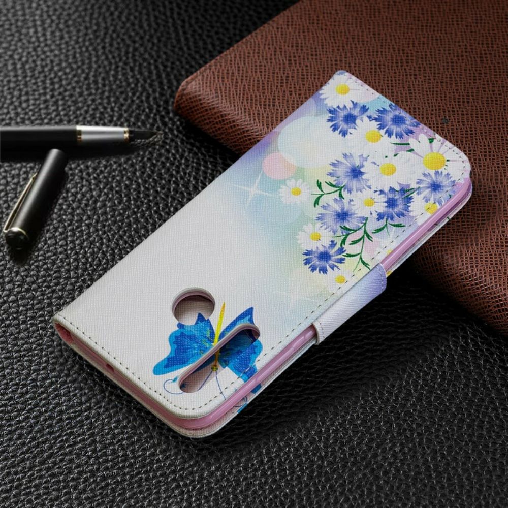 Folio-hoesje voor Huawei P Smart Plus 2019 Geschilderde Vlinders En Bloemen