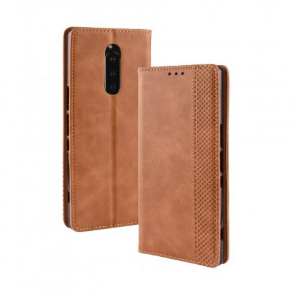 Bescherming Hoesje voor Sony Xperia 1 Folio-hoesje Vintage Gestileerd Leereffect