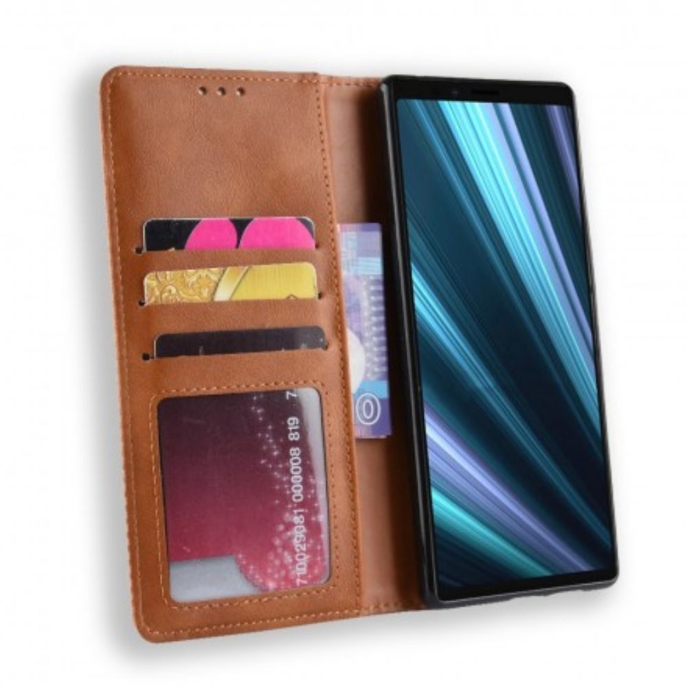 Bescherming Hoesje voor Sony Xperia 1 Folio-hoesje Vintage Gestileerd Leereffect