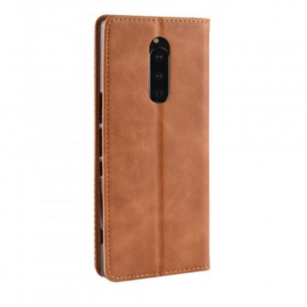 Bescherming Hoesje voor Sony Xperia 1 Folio-hoesje Vintage Gestileerd Leereffect