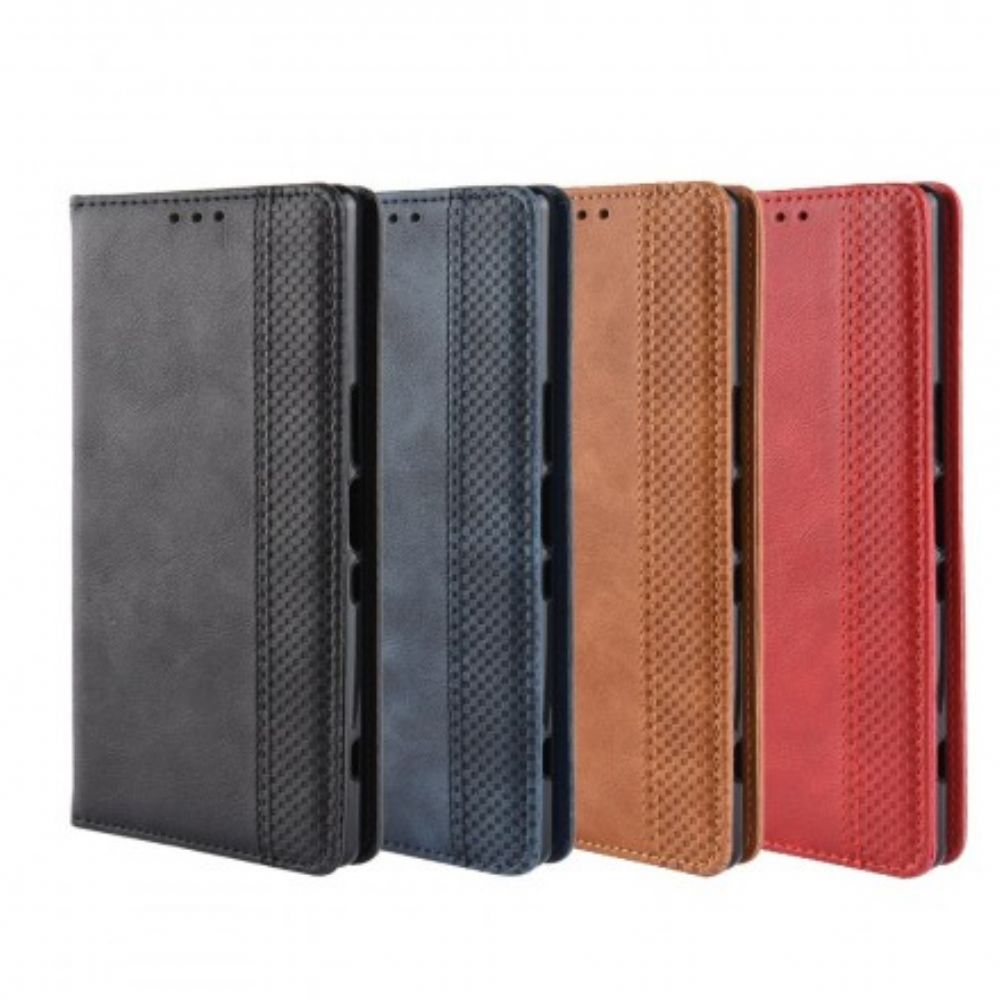 Bescherming Hoesje voor Sony Xperia 1 Folio-hoesje Vintage Gestileerd Leereffect