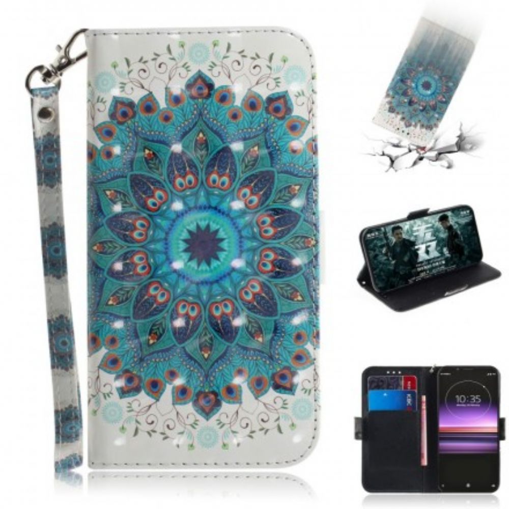 Folio-hoesje voor Sony Xperia 1 Met Ketting Meesterlijke Mandala Met Bandjes