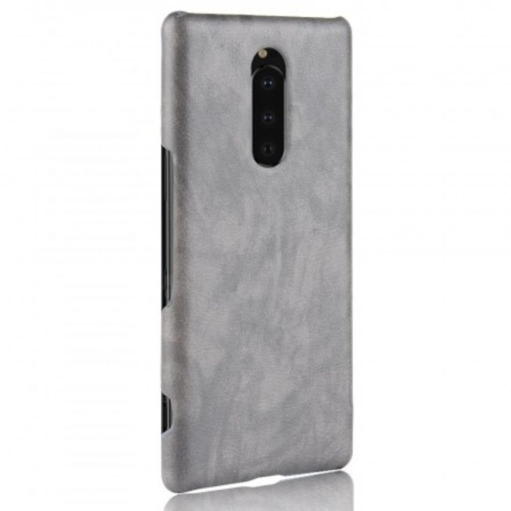 Hoesje voor Sony Xperia 1 Prestaties Litchi Leder Effect