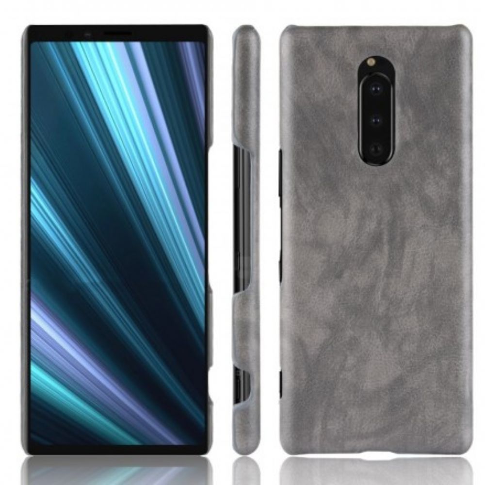 Hoesje voor Sony Xperia 1 Prestaties Litchi Leder Effect