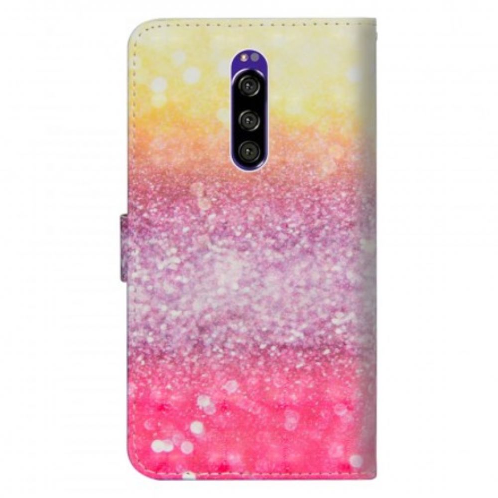 Leren Hoesje voor Sony Xperia 1 Magenta Glitterverloop