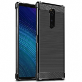 Telefoonhoesje voor Sony Xperia 1 Imak Vega-serie Geborstelde Koolstofvezel