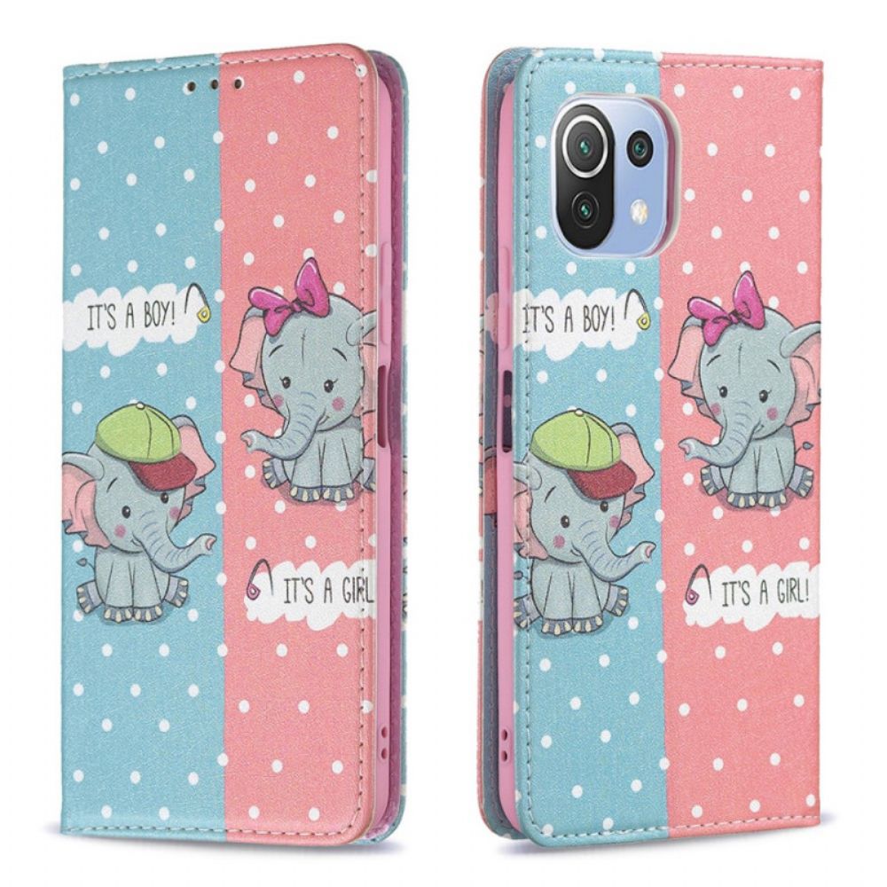 Bescherming Hoesje voor Xiaomi Mi 11 Lite 5G NE / Mi 11 Lite 4G / 5G Folio-hoesje Baby Olifanten