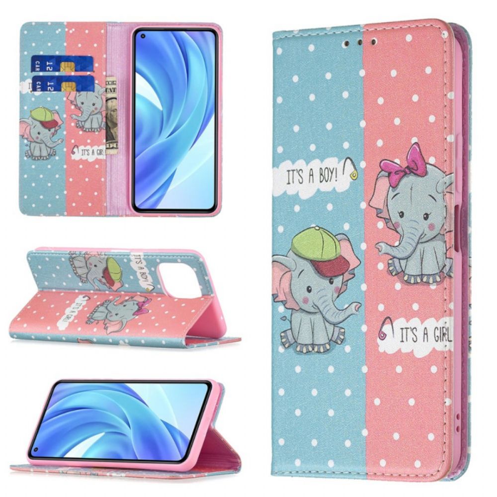 Bescherming Hoesje voor Xiaomi Mi 11 Lite 5G NE / Mi 11 Lite 4G / 5G Folio-hoesje Baby Olifanten