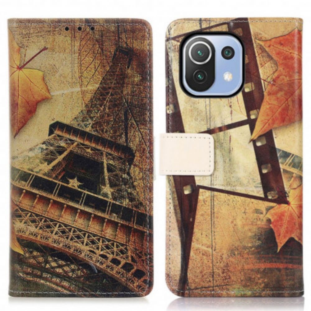 Flip Case voor Xiaomi Mi 11 Lite 5G NE / Mi 11 Lite 4G / 5G Eiffeltoren In De Herfst