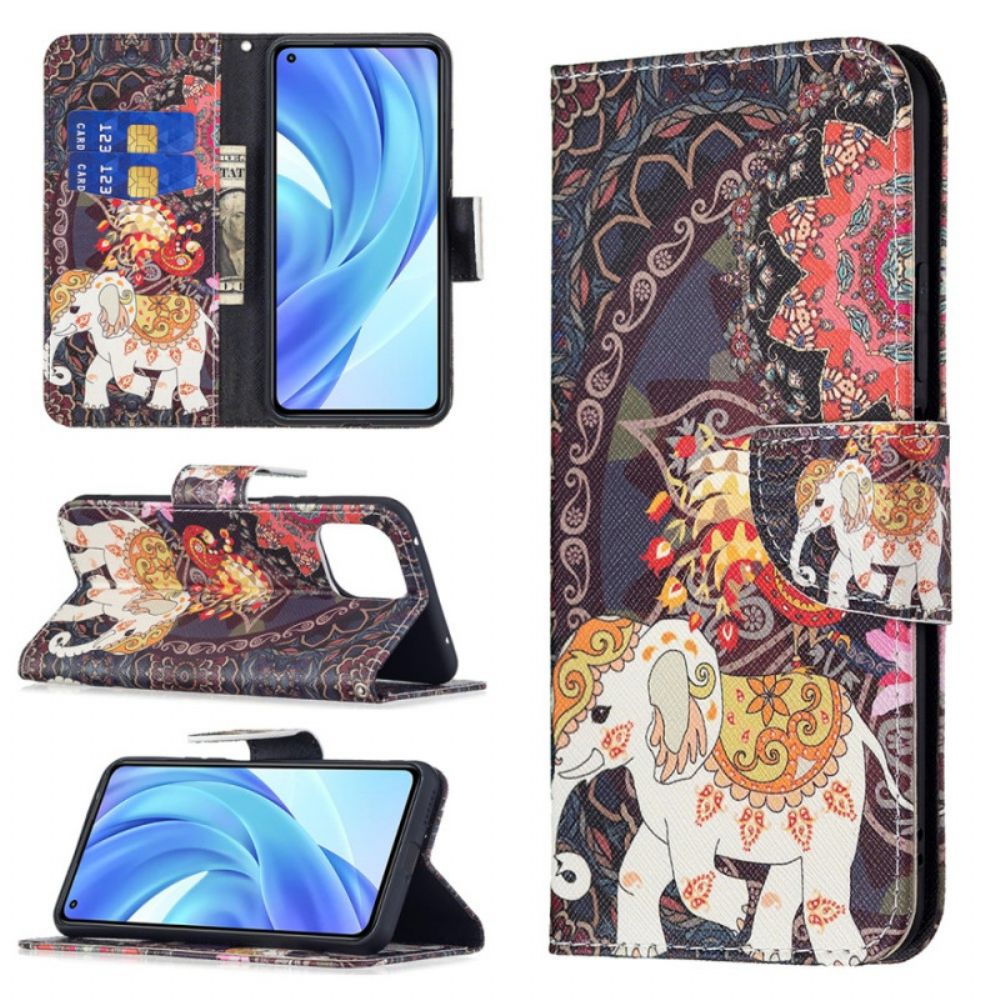 Folio-hoesje voor Xiaomi Mi 11 Lite 5G NE / Mi 11 Lite 4G / 5G Indiase Olifanten