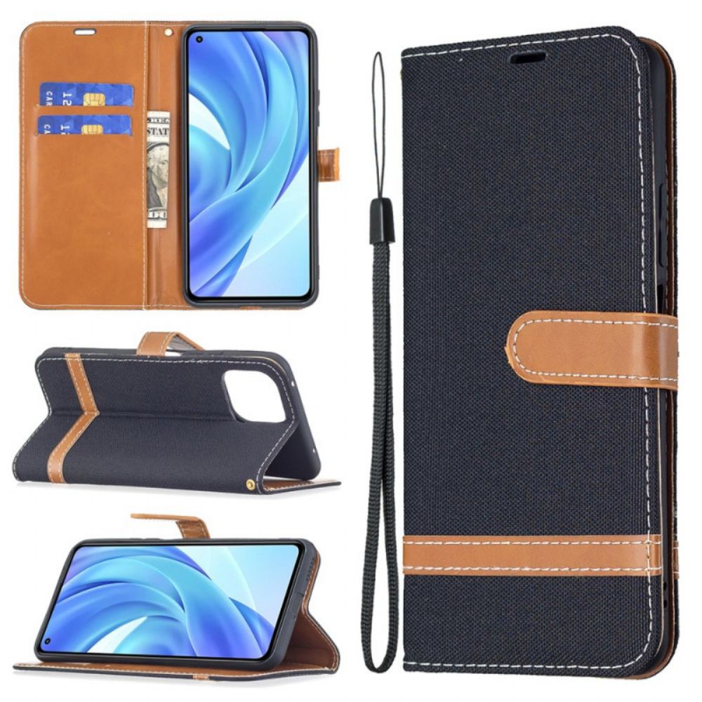 Folio-hoesje voor Xiaomi Mi 11 Lite 5G NE / Mi 11 Lite 4G / 5G Met Ketting Band Met Stof En Leereffect