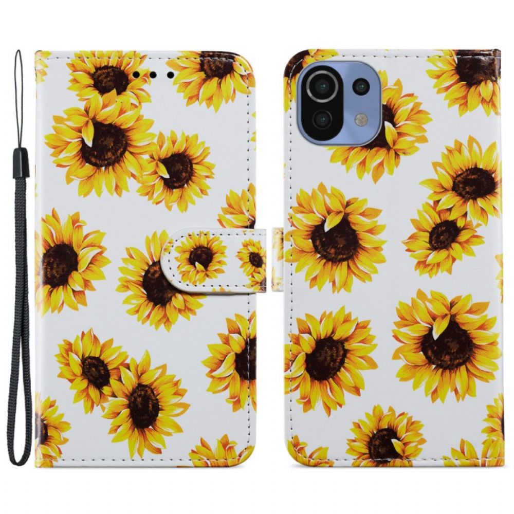 Folio-hoesje voor Xiaomi Mi 11 Lite 5G NE / Mi 11 Lite 4G / 5G Zonnebloemen