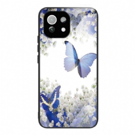 Hoesje voor Xiaomi Mi 11 Lite 5G NE / Mi 11 Lite 4G / 5G Blauwe Vlinders Gehard Glas