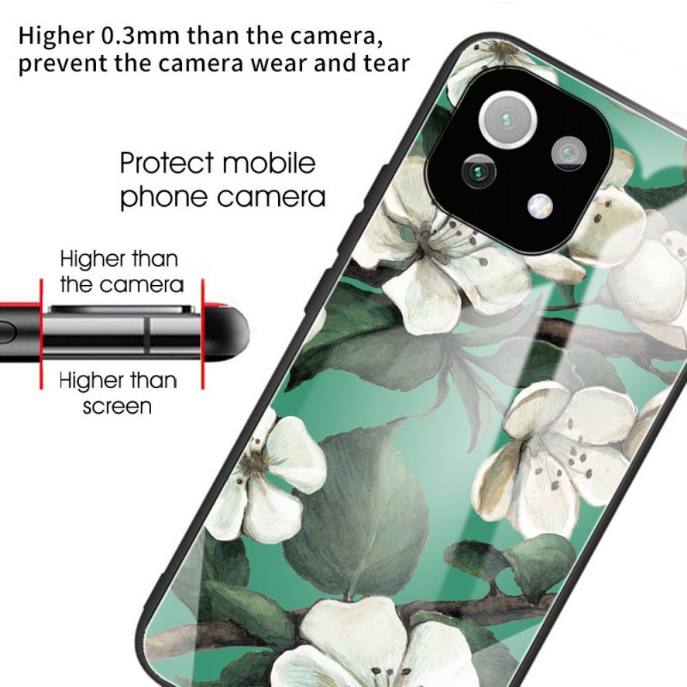 Hoesje voor Xiaomi Mi 11 Lite 5G NE / Mi 11 Lite 4G / 5G Gehard Glas Bloemen