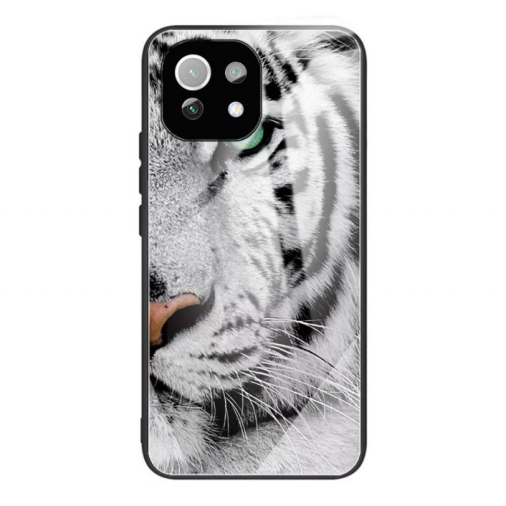 Hoesje voor Xiaomi Mi 11 Lite 5G NE / Mi 11 Lite 4G / 5G Tijger Gehard Glas