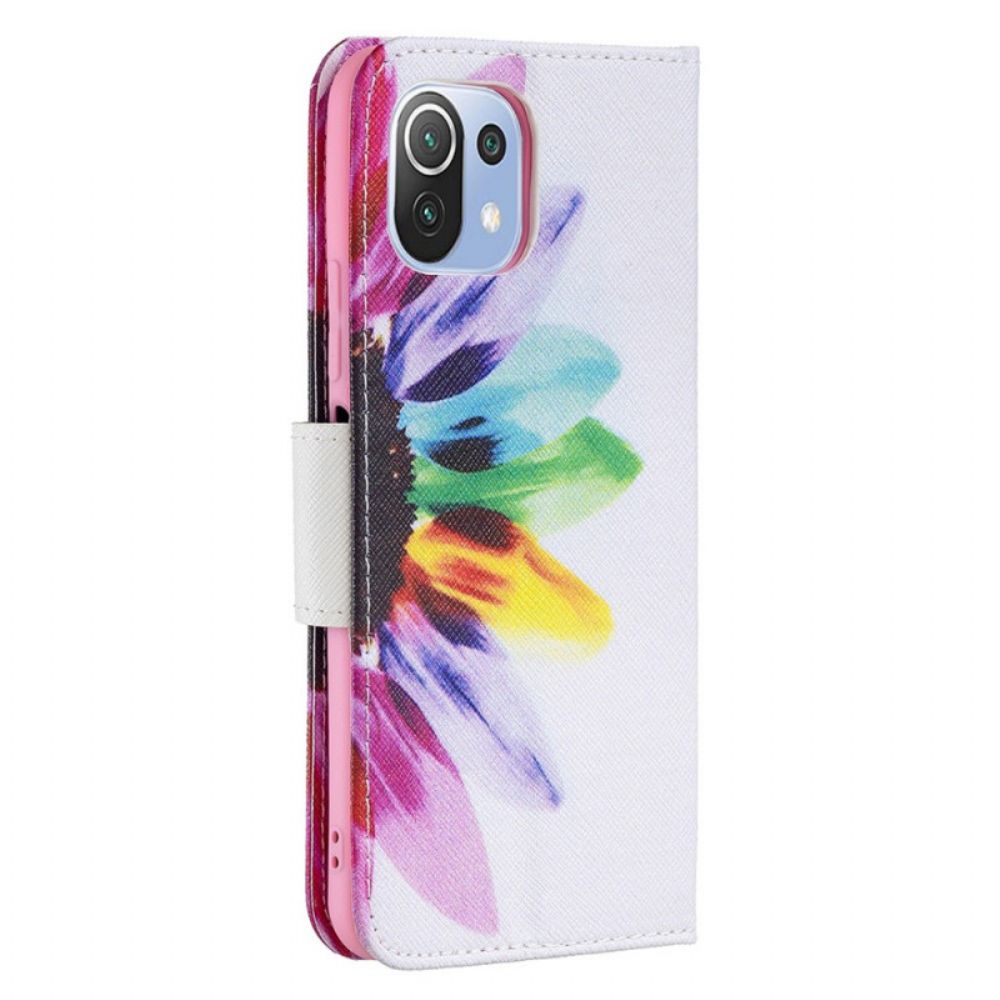 Leren Hoesje voor Xiaomi Mi 11 Lite 5G NE / Mi 11 Lite 4G / 5G Aquarel Bloem