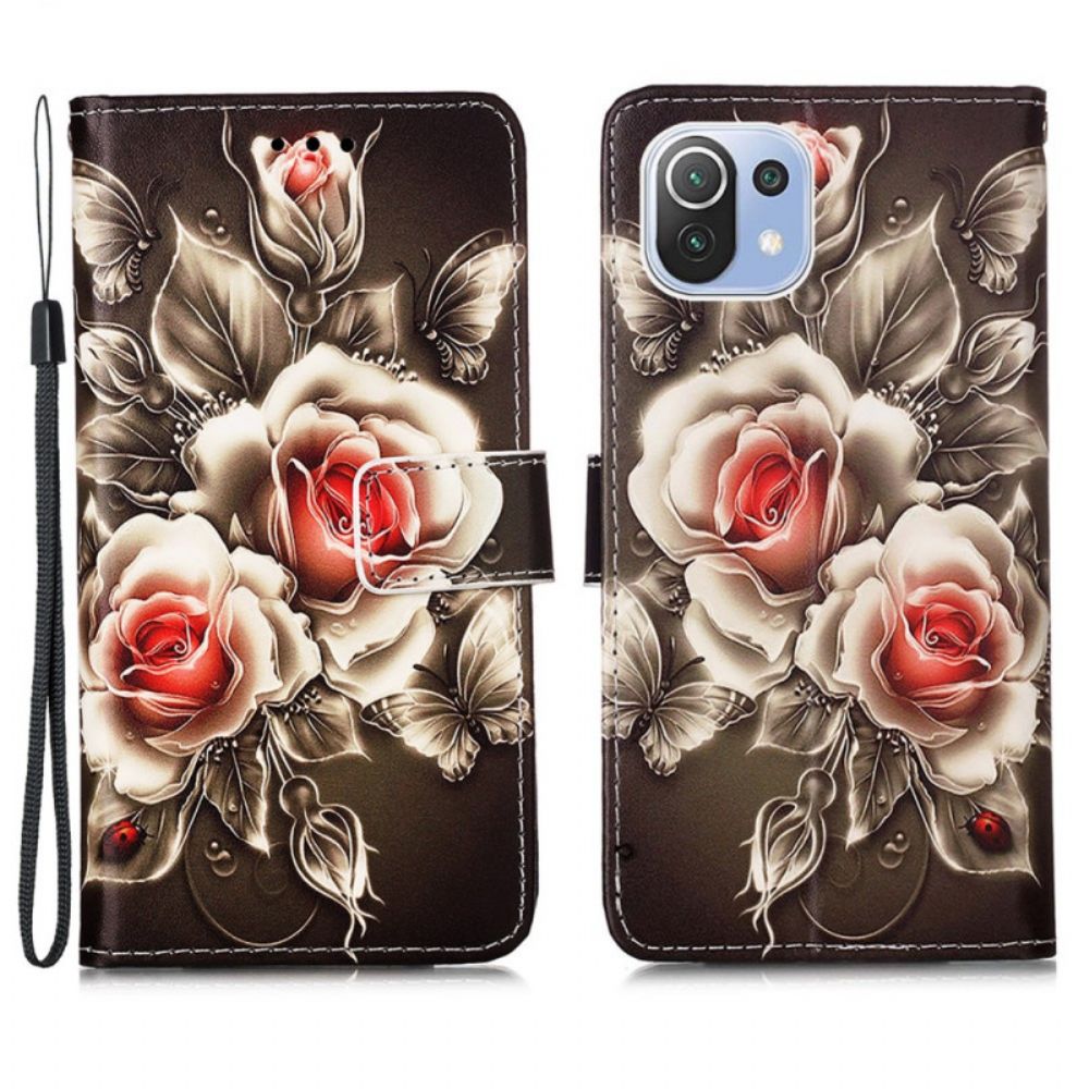 Leren Hoesje voor Xiaomi Mi 11 Lite 5G NE / Mi 11 Lite 4G / 5G Gouden Rozen