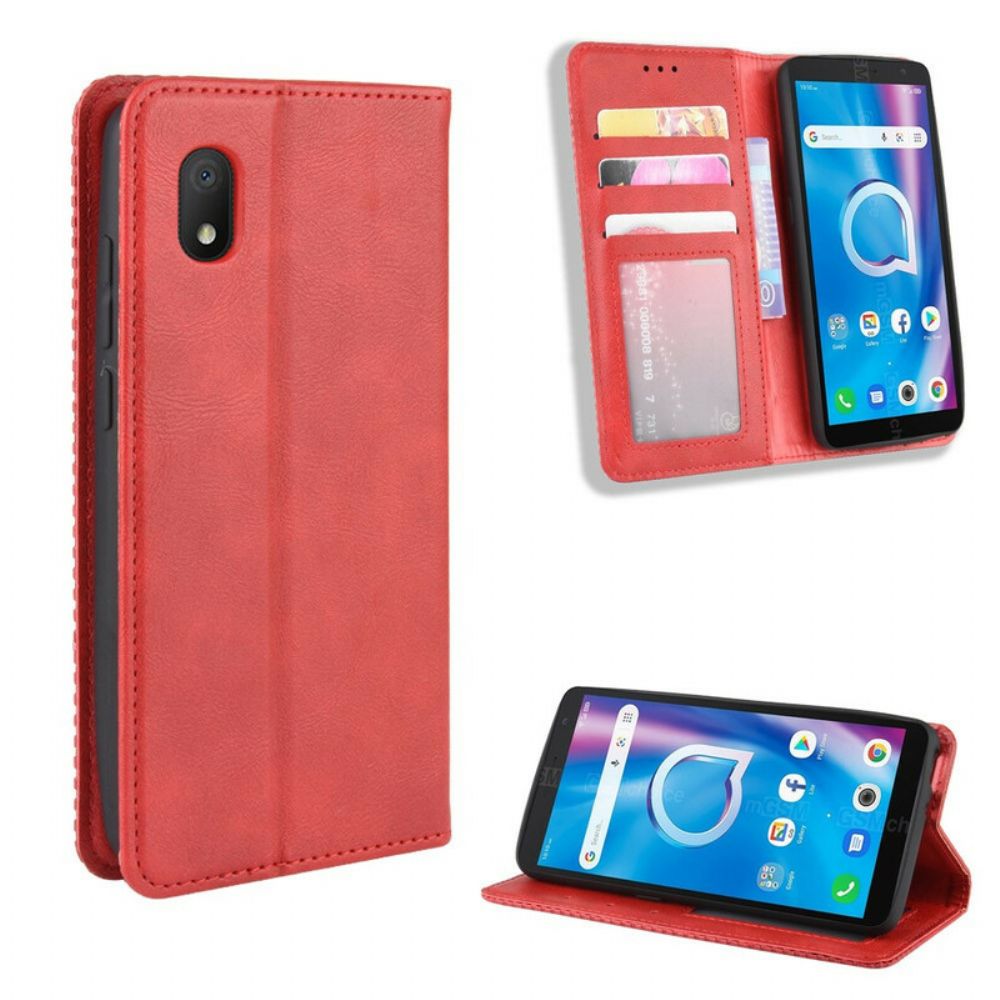 Bescherming Hoesje voor Alcatel 1B (2020) Folio-hoesje Vintage Gestileerd Leereffect