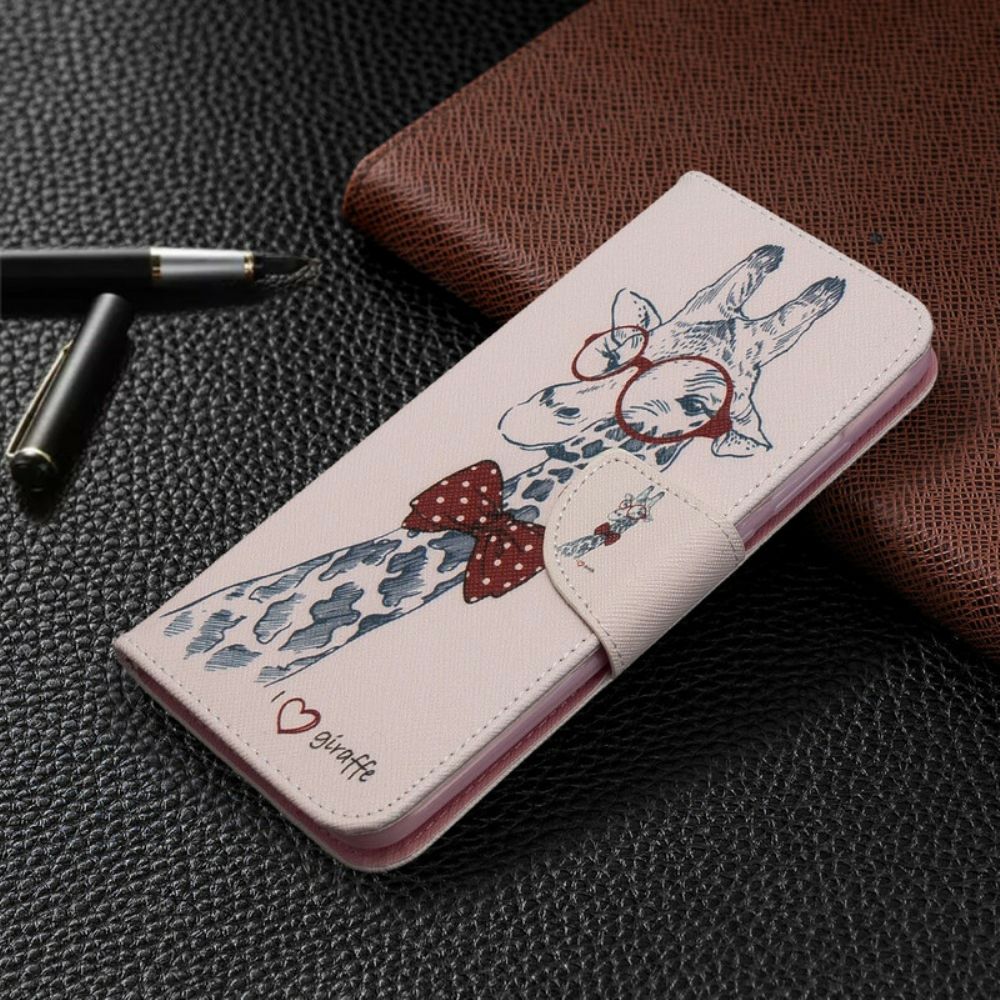 Folio-hoesje voor Xiaomi Redmi 8A Nerdy Giraf