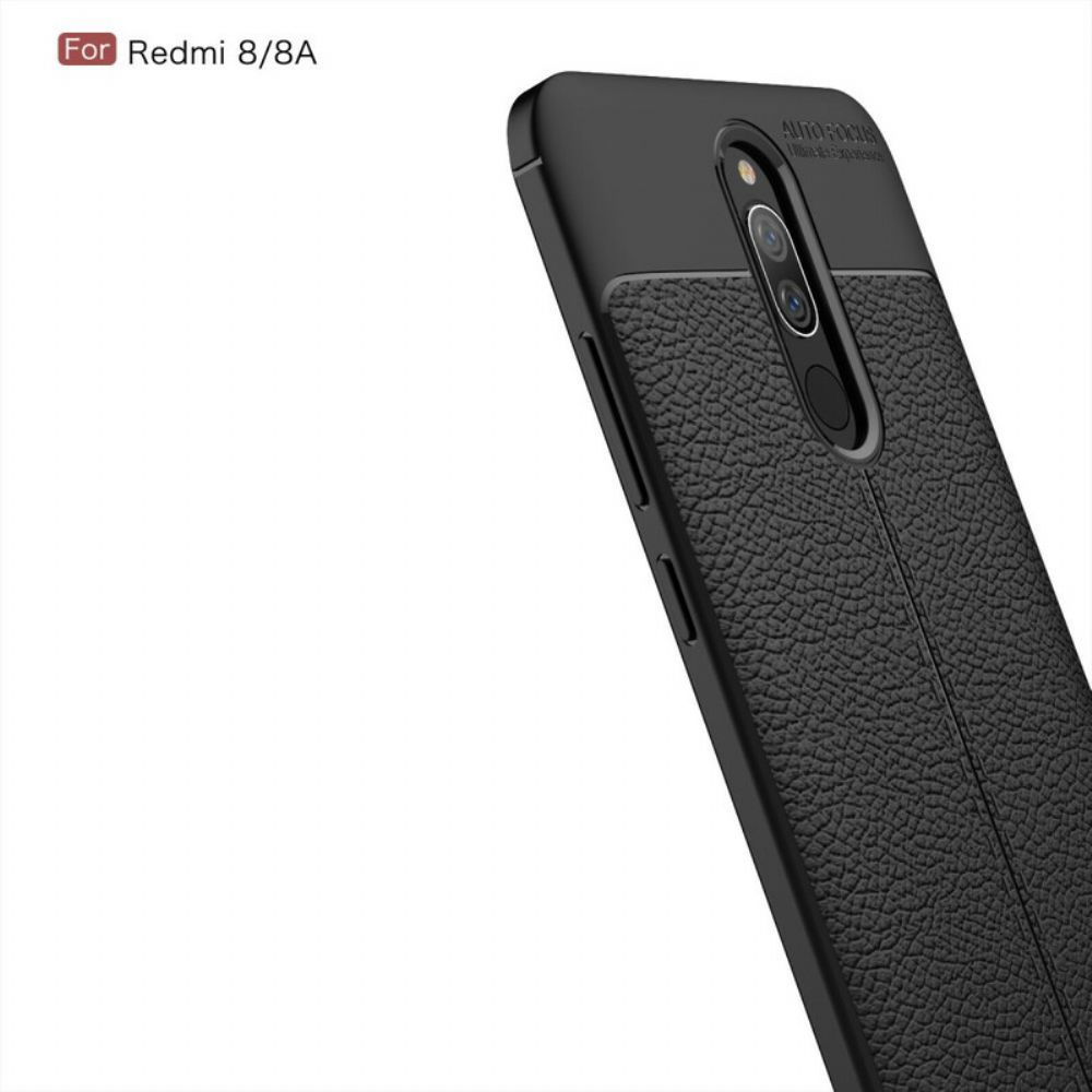 Hoesje voor Xiaomi Redmi 8A Dubbele Lijn Litchi Leder Effect