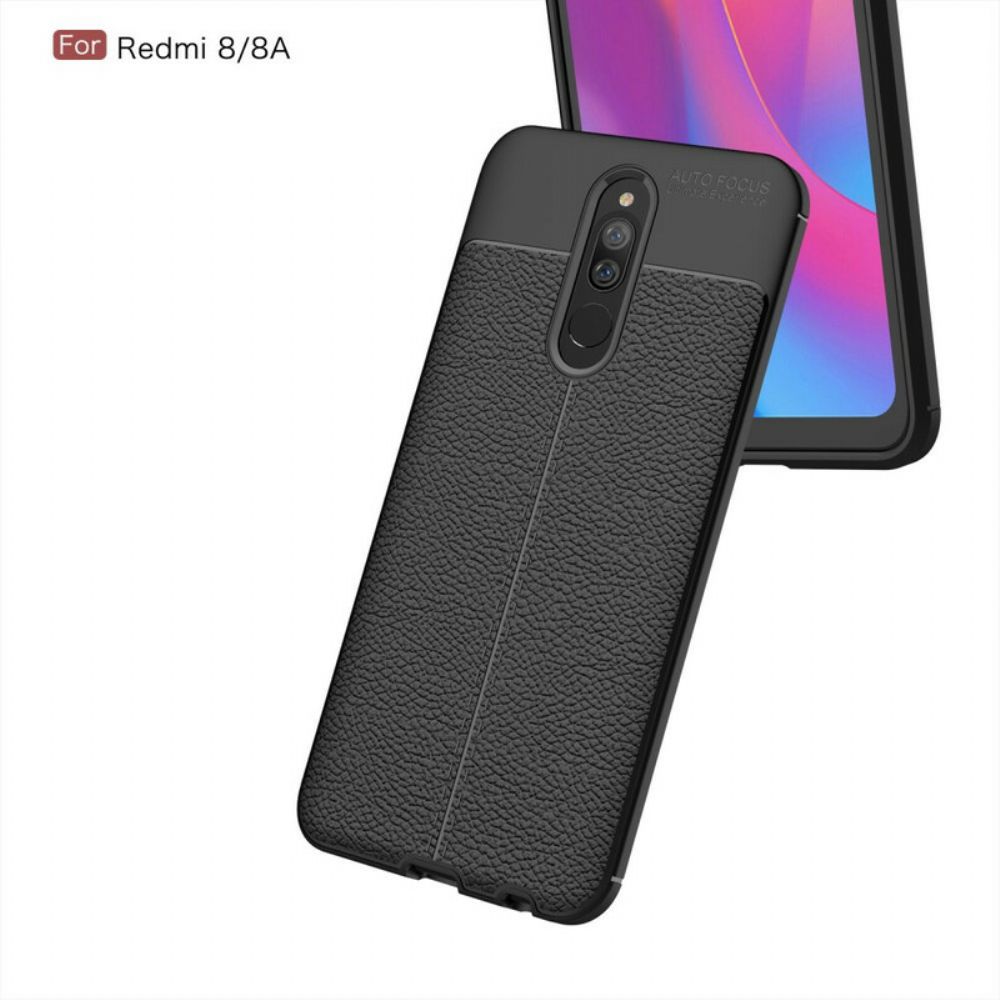 Hoesje voor Xiaomi Redmi 8A Dubbele Lijn Litchi Leder Effect