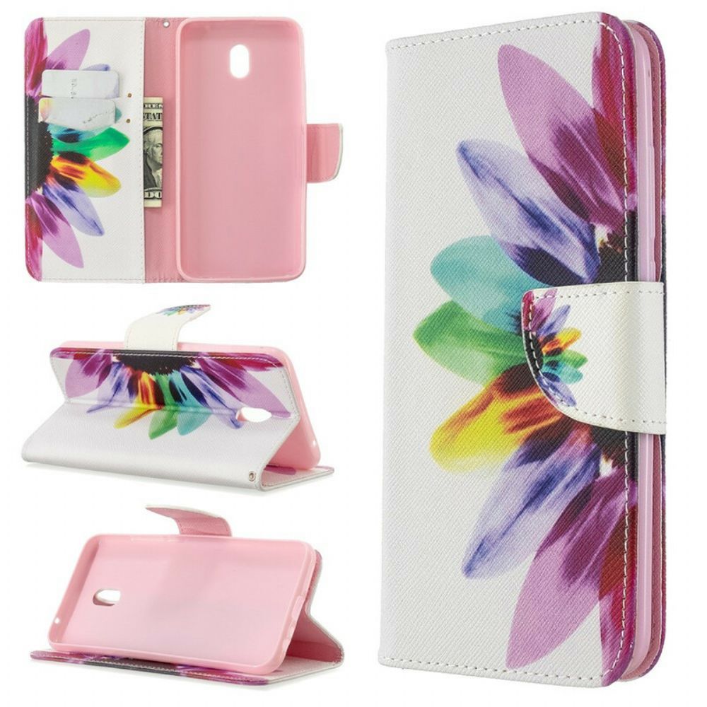 Leren Hoesje voor Xiaomi Redmi 8A Aquarel Bloem