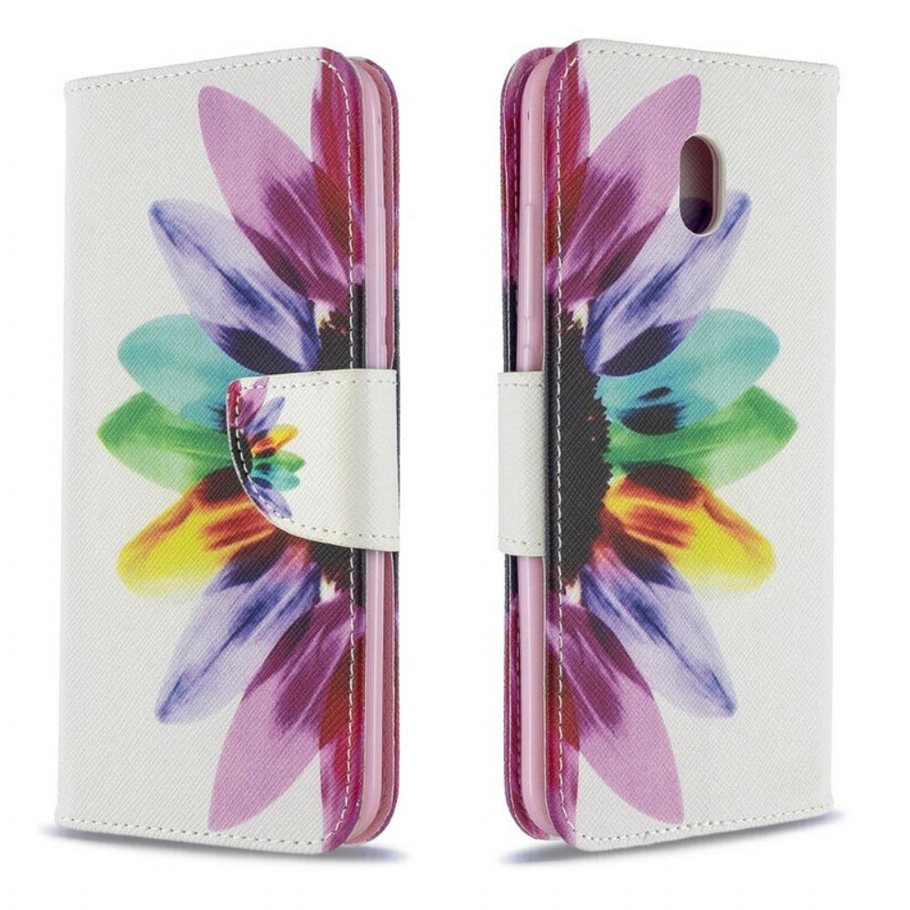 Leren Hoesje voor Xiaomi Redmi 8A Aquarel Bloem