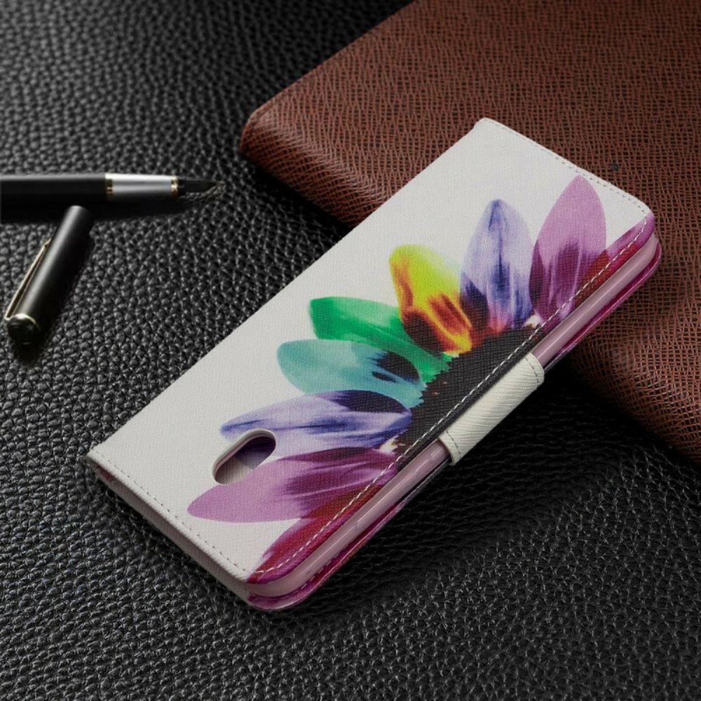 Leren Hoesje voor Xiaomi Redmi 8A Aquarel Bloem