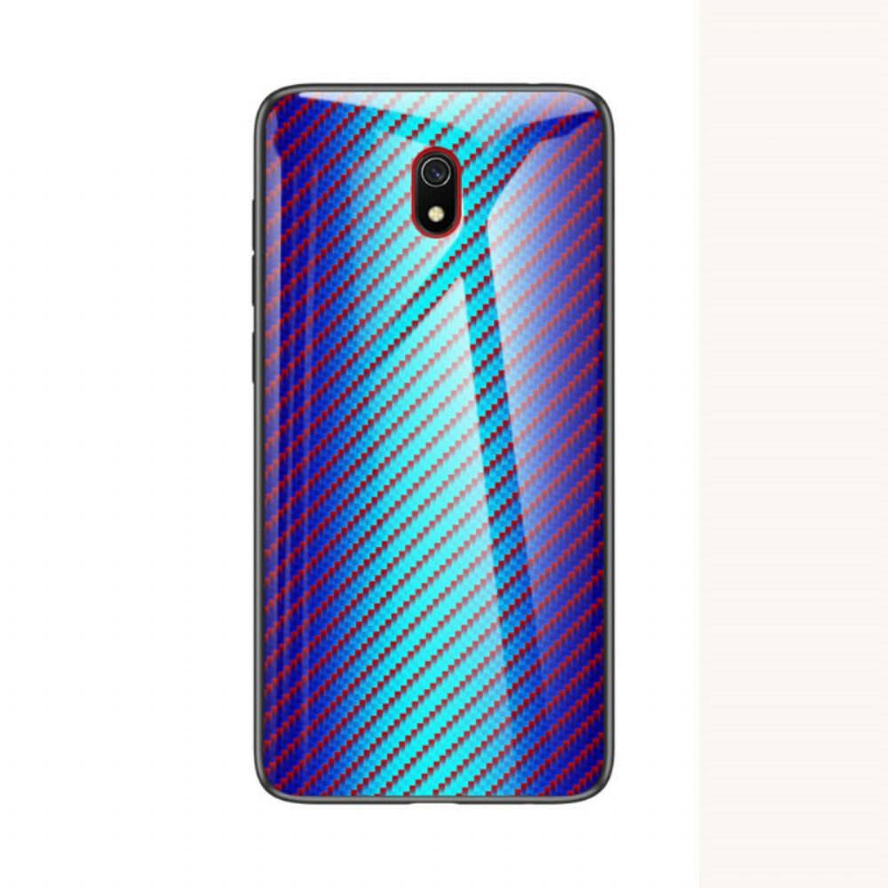 Telefoonhoesje voor Xiaomi Redmi 8A Koolstofvezel Gehard Glas