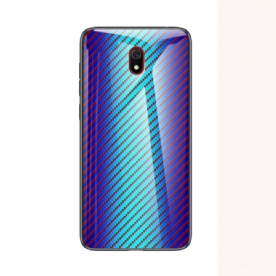 Telefoonhoesje voor Xiaomi Redmi 8A Koolstofvezel Gehard Glas