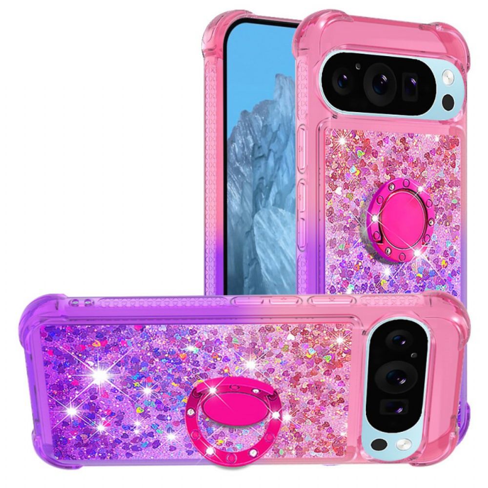 Case Hoesje Google Pixel 9 Pro Xl Telefoonhoesje Steunring Met Glittergradiënt